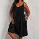 thumbnail image 1 of mfyjkho Vestidos de verano para mujer, Vestido de mujer de color liso con cuello redondo, sin mangas, con tirantes y cuello redondo Vestidos de fiesta para mujer xxl, 1 of 6