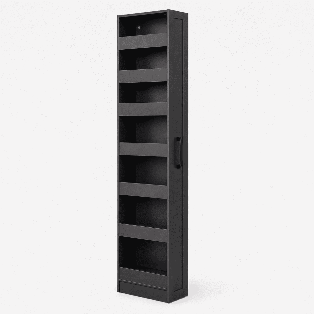 Aukfa 7-Tier Slim Rolling Pantry Cabinet, 68.3" Narrow Pull-Out Kitchen Storage Cart with Handle and Casters,Black