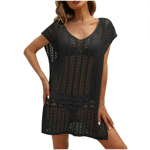 Taqqpue Womens Swimsuits Coverup Bathing Suits Cover Ups Short Sleeve Hollow Out Crochet Swim Suits Swimwear Bikini Beach Cover Up