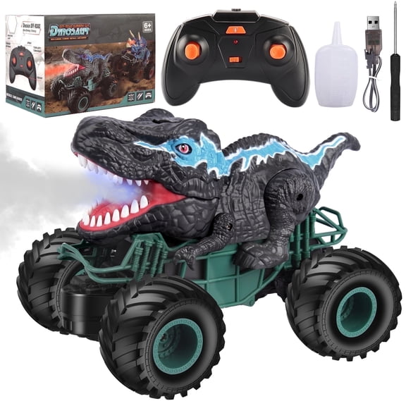 UUGEE Remote Control Dinosaur Cars for Boys, 2.4G RC Monster Truck with Lights Sound Spray, Christmas Birthday Gifts Toys for 6 8 9 10 Year Old Kids