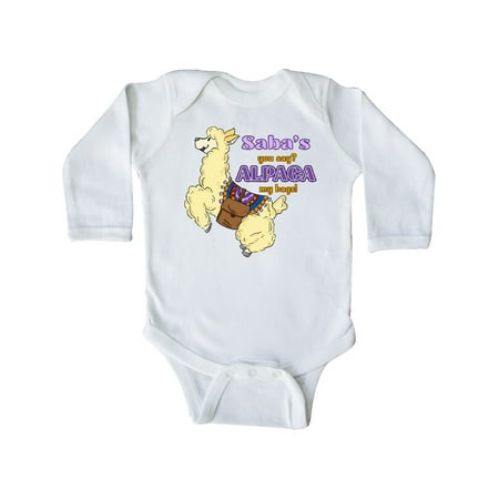 

Inktastic Saba s You Say ALPACA my Bags with Cute Jumping Alpaca Gift Baby Boy or Baby Girl Long Sleeve Bodysuit