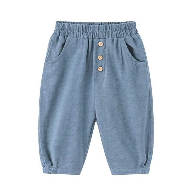 MIASHUI Boys Girls Sweatpants Spring Summer Children's Wide Leg Thin Pants,Light Blue,3-4 Years