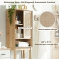 thumbnail image 6 of OKD Farmhouse 23.2" W Over the Toilet Storage Cabinet Bathroom Organizers and Storage with 3-Shelf and Rattan Door, Natural Oak, 6 of 7