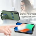 thumbnail image 4 of Magnetic Carbon Fiber Case for iPhone XS / iPhone X with Holder Kickstand, Fiber Texture Wallet Phone Case with Card Holder Durable Military Grade Protection Cover for iPhone XS / iPhone X, Green, 4 of 10