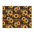 Brown Blue Plaid Sunflower Throw Blanket for Couch, Soft Comfy Warm