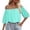 Blue, variant on Womens Blouses Off Shoulder 3/4 Sleeve Solid Color Casual Loose Fit Boho Beach Vacation Summer Tops