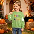 thumbnail image 4 of CYRBOKO Girls Halloween Sweatshirt, Casual Long Sleeve Pullover Crew Neck Holiday Top Green Size 7-8 T, 4 of 7