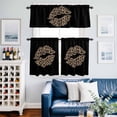 thumbnail image 5 of Sexy Leopard Stripes Lips Curtain Tier and Valance Set 3 Piece, Black Background 3-inch Rod Pocket Window Tier Curtains Valance for Kitchen Living Room, 5 of 9