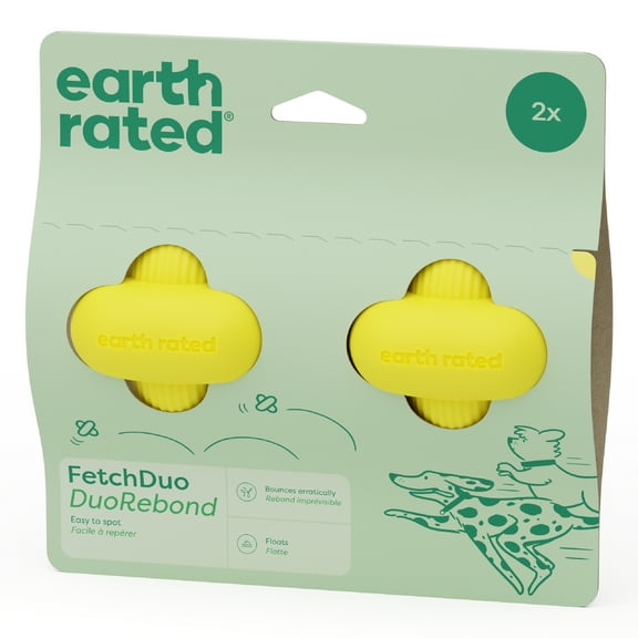 Earth Rated FetchDuo Dog Toy, Floating, Bouncing Fetch Balls for Dogs, 2 Pack