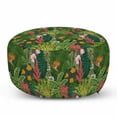 thumbnail image 1 of Leaves Pouf, Vintage Pattern Classic Botanical Jungle Herb Blossom with Assortment of Leaf Flower, Decorative Soft Foot Rest with Removable Cover Living Room and Bedroom, Multicolor, by Ambesonne, 1 of 3