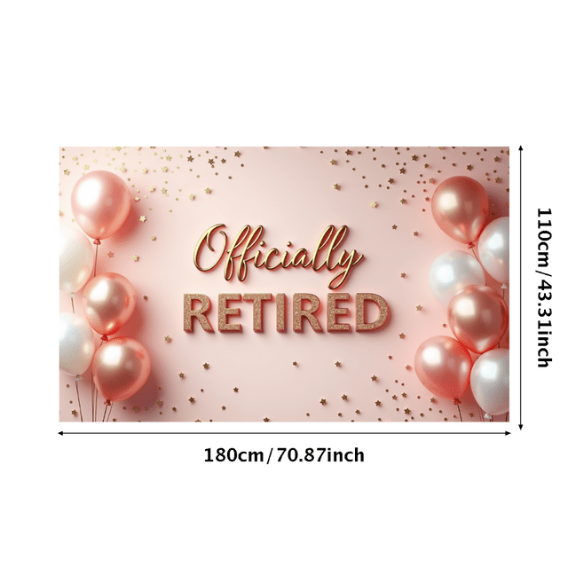 Decorative Design Officially Retired Banner Glitter Lettering Balloon Decoration Gold Stars Hanging Decor for Retirement Party Event Celebration Indoor Decoration