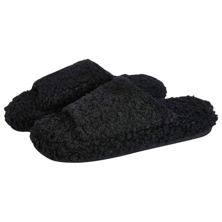 

CLPP LI Womens Open Toe Slip on Slippers - Black - 9