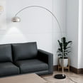 thumbnail image 3 of Leisuremod Arco Mid-Century Modern Arched Floor Lamp 75.6" Height with Black Round Marble Base and Metal Dome Lamp Shade for Living Room and Bedroom (Silver), 3 of 13