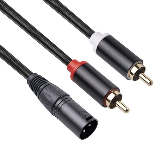 3-Pin XLR Male to 2-for RCA Male Microphone Audio Cable Y Adapter Converter 1M 2M