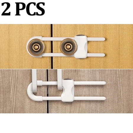 2 Pcs Cabinet Locks for Babies,Cabinet locks baby proofing,U-Shaped Proofing Drawers Safety Child Locks Adjustable, Easy to Use Childproof Latch(White)