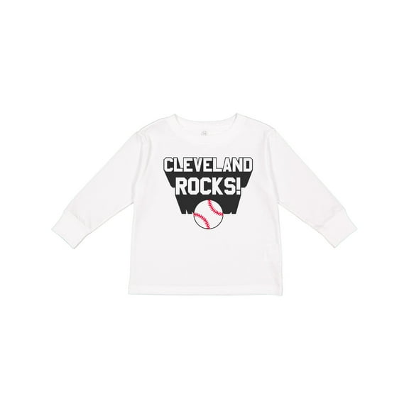 Inktastic Cleveland Rocks with Baseball Boys or Girls Long Sleeve Toddler T-Shirt