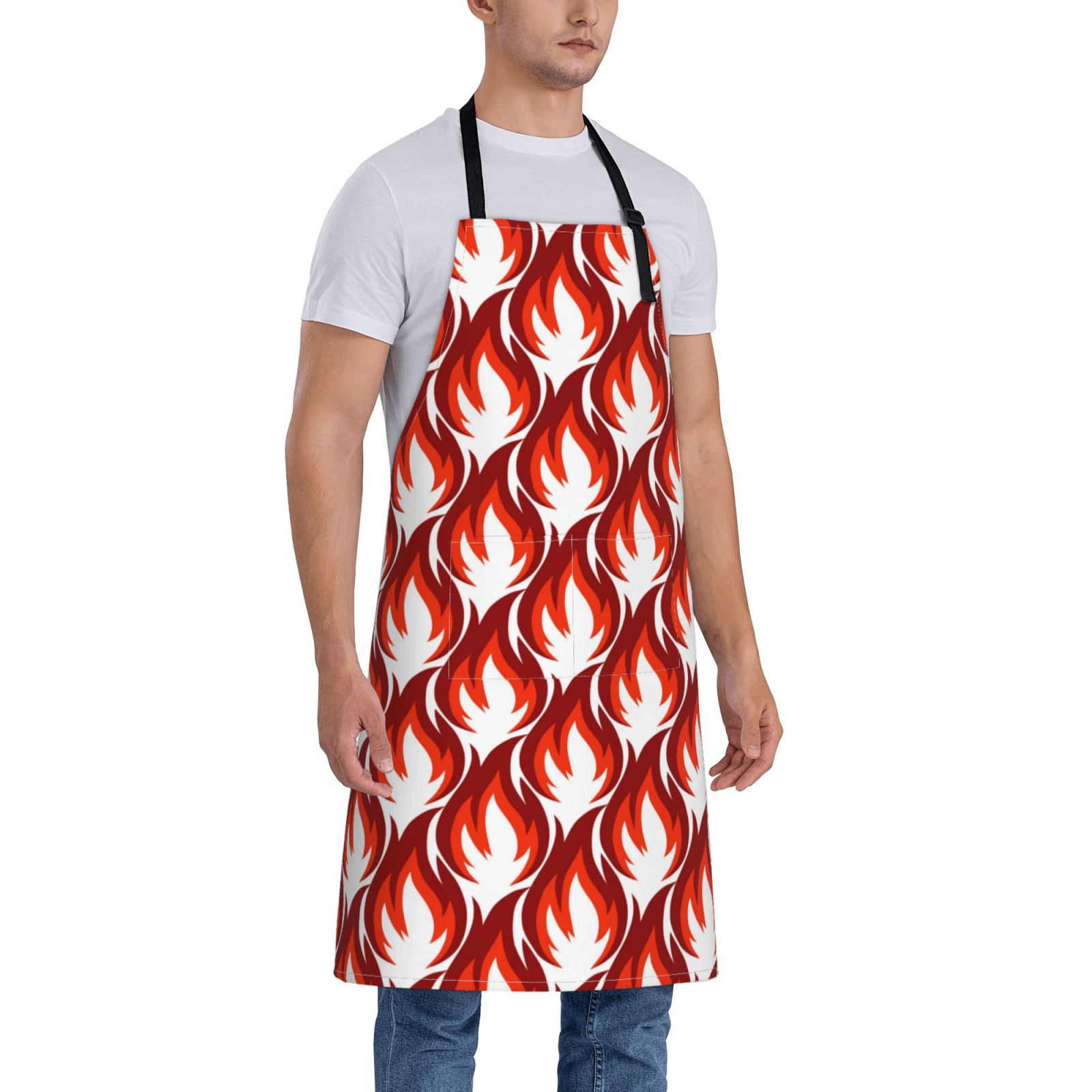 Kdxio Fire Symbols Apron with Pockets Adjustable Kitchen Aprons for Men Women Waterproof Aprons for Cooking,Drawing,Crafting, Baking Household Cleaning