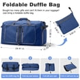 thumbnail image 3 of GYNKY Travel Duffle Bag 24" Foldable Weekender Bags Men Women, 66L Carry on Waterproof Overnight Bag Gym Bag with Shoes Compartment Trolley Sleeve, Large Packable Tote Duffel Bag for Sports Plane, 3 of 10