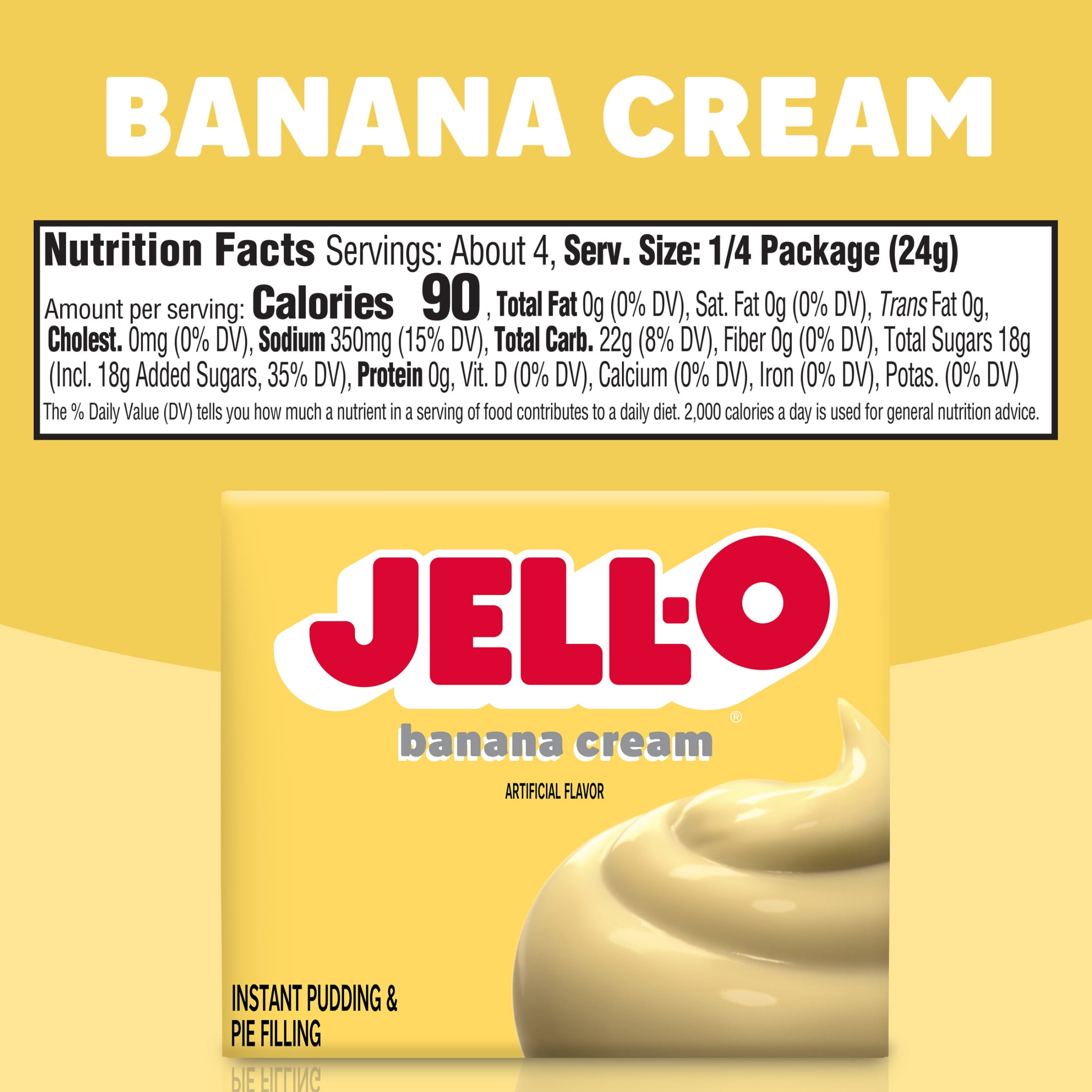 Jell-O Banana Cream Artificially Flavored Instant Pudding & Pie Filling Mix, 3.4 oz. Box