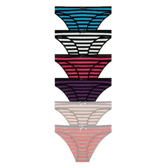 Nabtos Bikini Striped Breathable Stretchy Panty (Women's) 6 Pack
