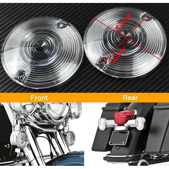 2x Clear Turn Signal Blinker Light Flat Lens For Harley Road King Glide Electra For Harley 3 1/4" diameter pancake flat style