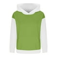 thumbnail image 4 of XUNKUSGA Hooded Sweatshirts 5-15 Yesrs Classic Waffle-Knit Plain Hoodie Fashion Color Blocked Pullover Hoodies for Girls Loose Long Sleeved Hoodies for Teen Girls With Pocket Green, 4 of 7