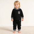 thumbnail image 6 of UAYOTSE Baby Boys Waffle Knit Hoodie Set Striped Patch Pocket Sweatshirt Jogger Pants Fall Winter Wear Size 6-9 Months, 6 of 8
