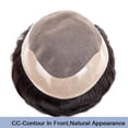 thumbnail image 4 of Men Toupee Human Hair Men Hairpieces Fine Mono Top PU Around Male Hair Prosthesis 6" Indian Remy Hair Replacement Unit for Men, 2# Brown Color, 4 of 6