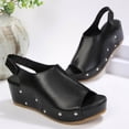 thumbnail image 5 of ShiShine Women's Platform Wedge Sandals Comfortable Peep-Toe Cork Casual Dressy Summer Lightweight Shoes For All Day Wear, 5 of 9