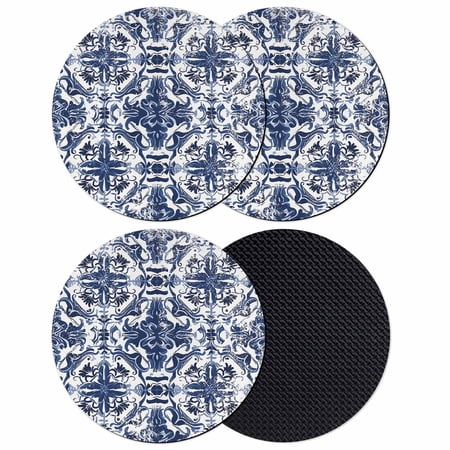 Navy Blue Boho Coasters Set of 4 Soft Absorbent Coasters for Drinks Ehtnic Abstract Art Modern Geometric Non-Slip Cup Coaster Mat with Rubber Bottom for Home Kitchen Desk Coffee Bar Table Decor 4
