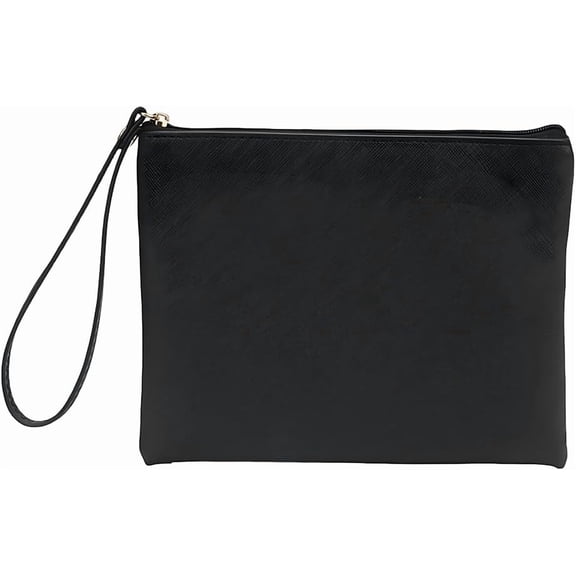 2PCS PU Leather Cosmetic Bags for Travel Waterproof Leather Zipper Pouches Multipurpose Portable Makeup Organizer Bag with Wristlet for Women Essentials Change Jewelry(Black)
