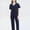 01-Navy, variant on Women’s Scrub Jacket & Pants Set, Long Sleeve V-Neck Medical Workwear with Multi Pockets, Loose Fit Uniform for Nurses & Healthcare Workers
