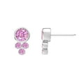 thumbnail image 4 of 4mm Round Shape Pink Cz 925 Sterling Silver Valentines Day Gifts Ring Earrings Pendant Set Ring Size 7, 4 of 5