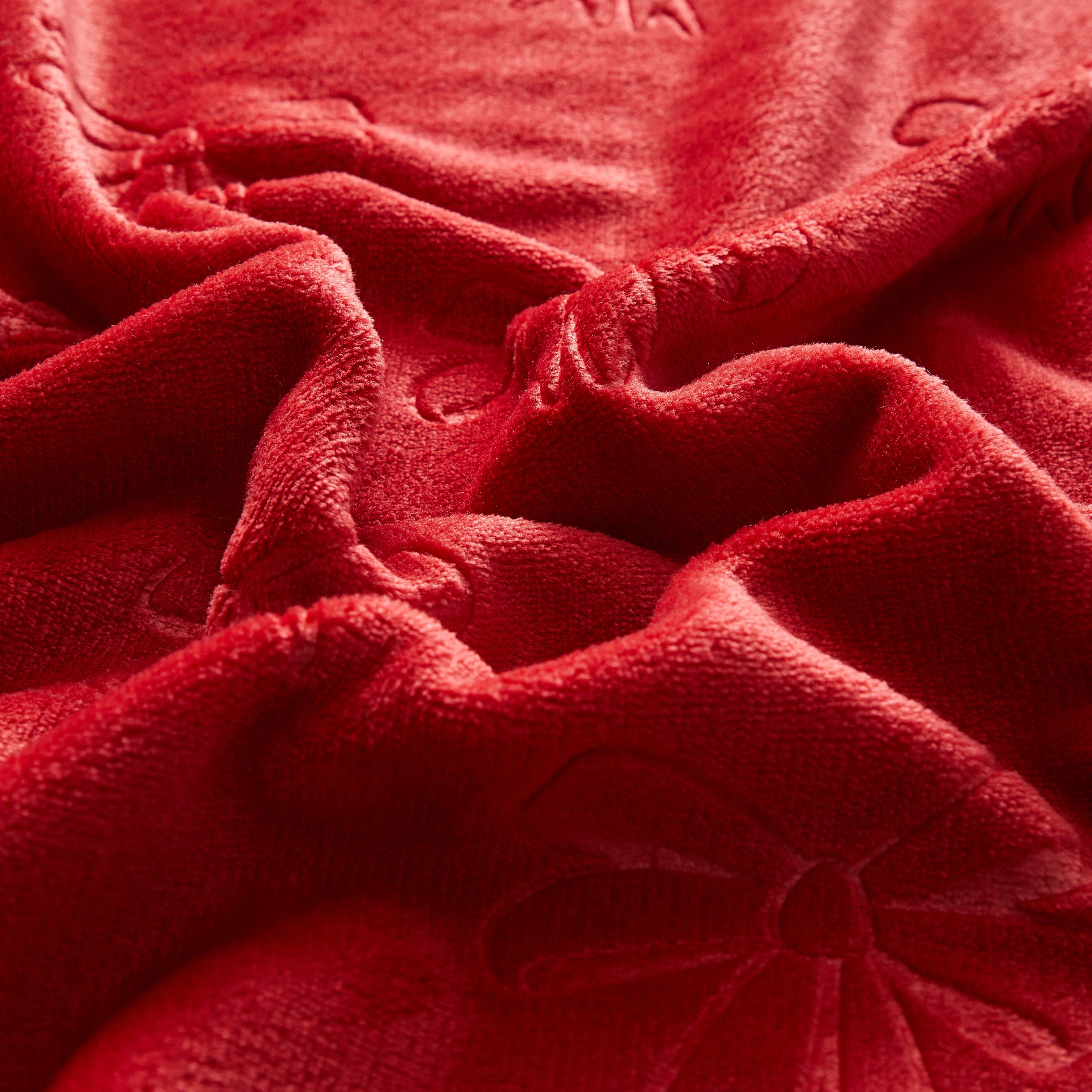 Holiday Time Cozy Christmas Plush Embossed Bows Overized Throw Blanket, 50"x70"
