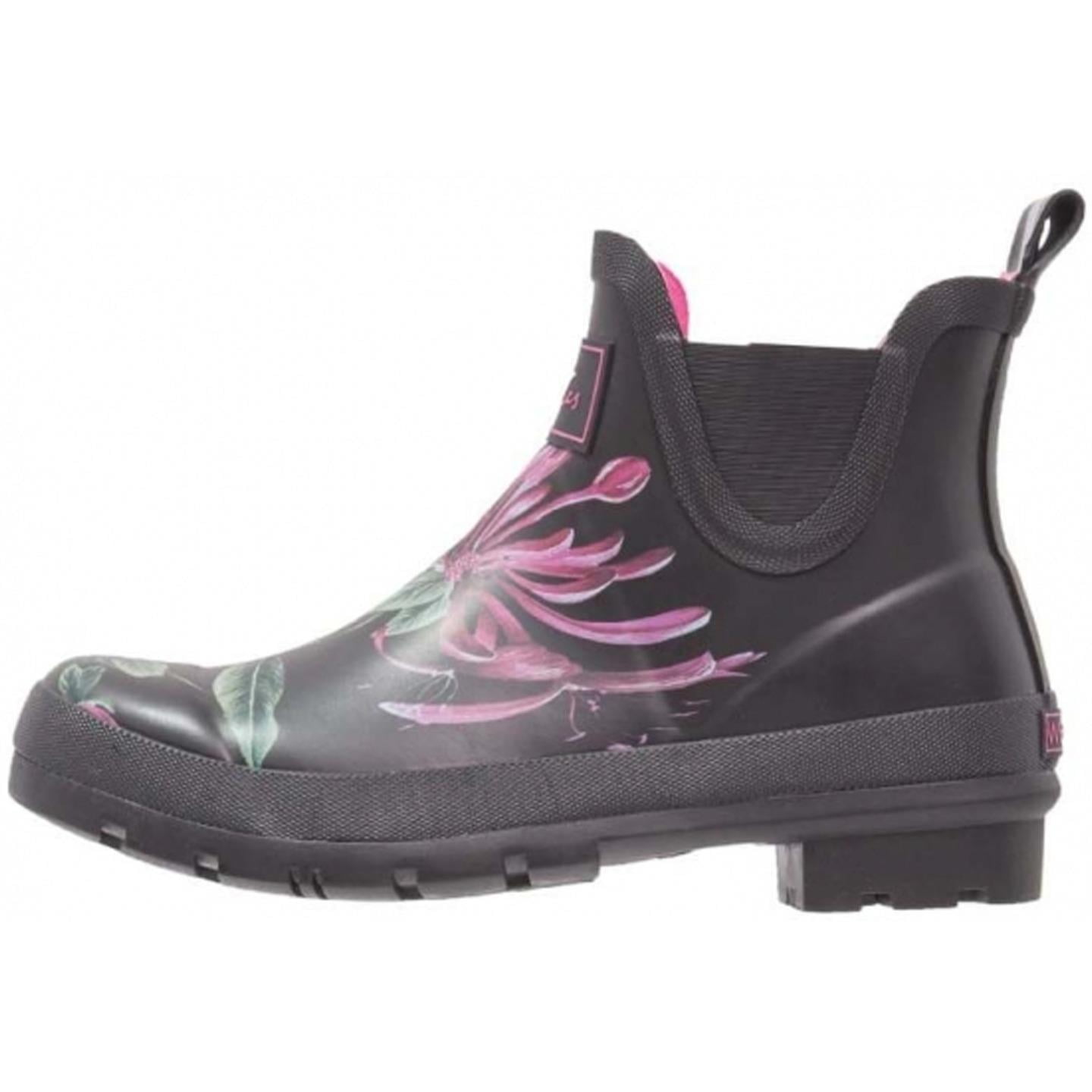 Joules JOULES WELLIBOB WOMEN'S ANKLE RAIN BOOTS BLACK HEDGEROW US 5