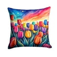 thumbnail image 2 of Colorful Tulips Fabric Decorative Pillow 14 in x 14 in, 2 of 2