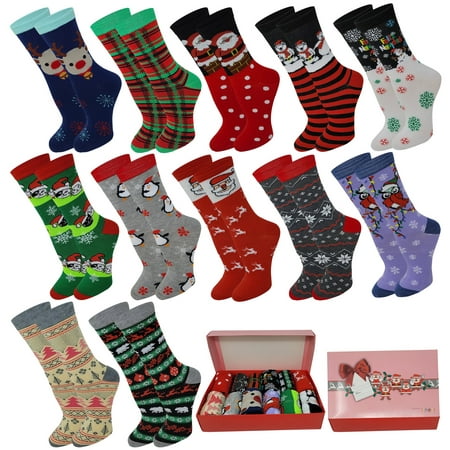 

Sumona 12 Pairs Women Novelty Seasonal Christmas Holiday Socks with Gift Box
