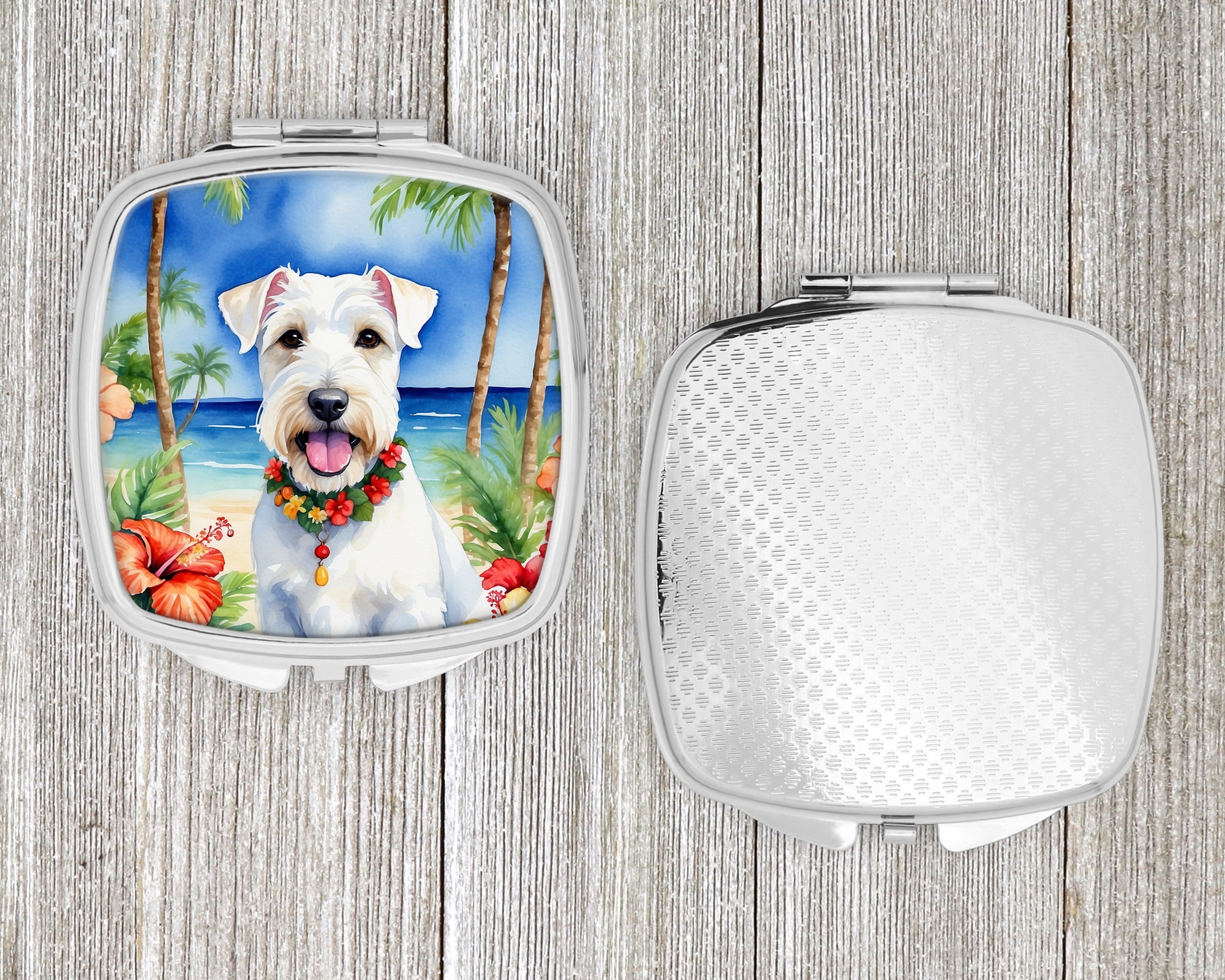Sealyham Terrier Luau Compact Mirror 2.75 in x 3 in