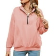 thumbnail image 4 of ShomPort Women Half Zip Sweatshirt Sweater Long Sleeve V Neck Casual Loose Sweatshirt Pullover Fall Clothes, 4 of 9