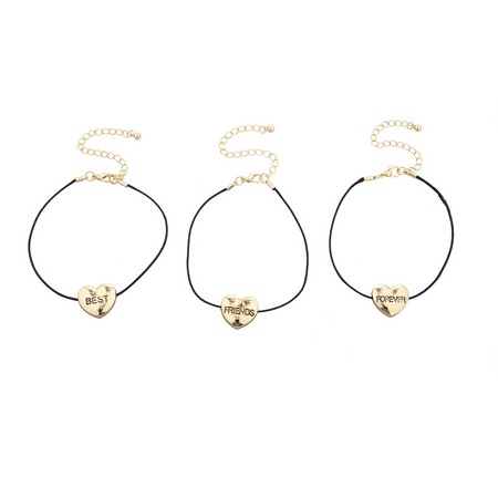 Lux Accessories Gold Tone Heart Best Friends Forever BFF Bracelet Set (Gold Best Friend Bracelets)