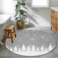 thumbnail image 4 of Gray Christmas Area Rug, Christmas Trees Snowflakes Snowy Winter Washable Large Circle Carpet, Non Slip Round Rug for Living Room/Bedroom/Dining Room/Home Office/Dorm, 4 of 9