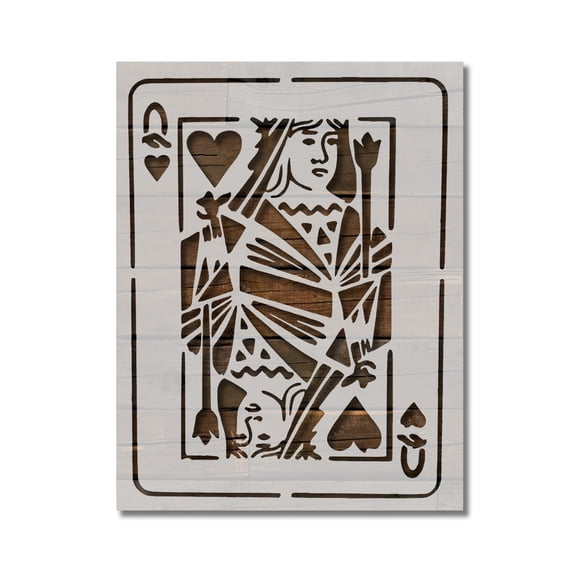 Playing Card Queen of Hearts Stencil Template Reusable 8.5 x 11 for Painting on Walls, Wood, Etc. By Stencilville