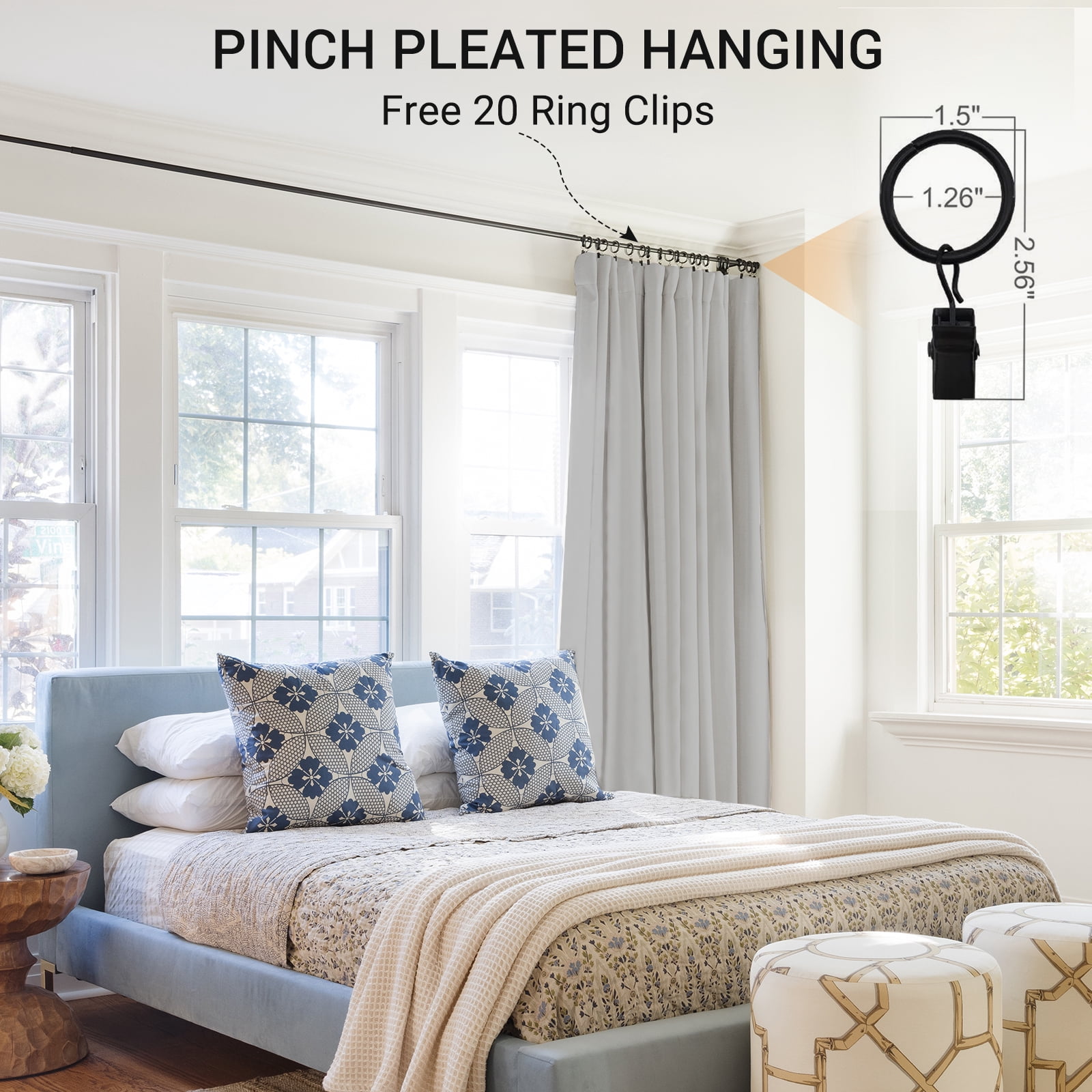 Blackout Curtains 2 Panels Set, Linen Textured Blackout Drapes, Thermal Insulated Curtains for Bedroom Living Room, W50" X L96" Grey