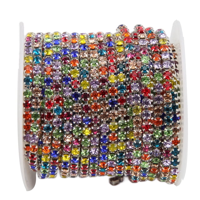 Cadenas para manualidades de bricolaje, adornos de diamantes de imitación, adornos de diamantes de imitación brillantes de colores, tiras de diamantes de imitación de gran rendimiento