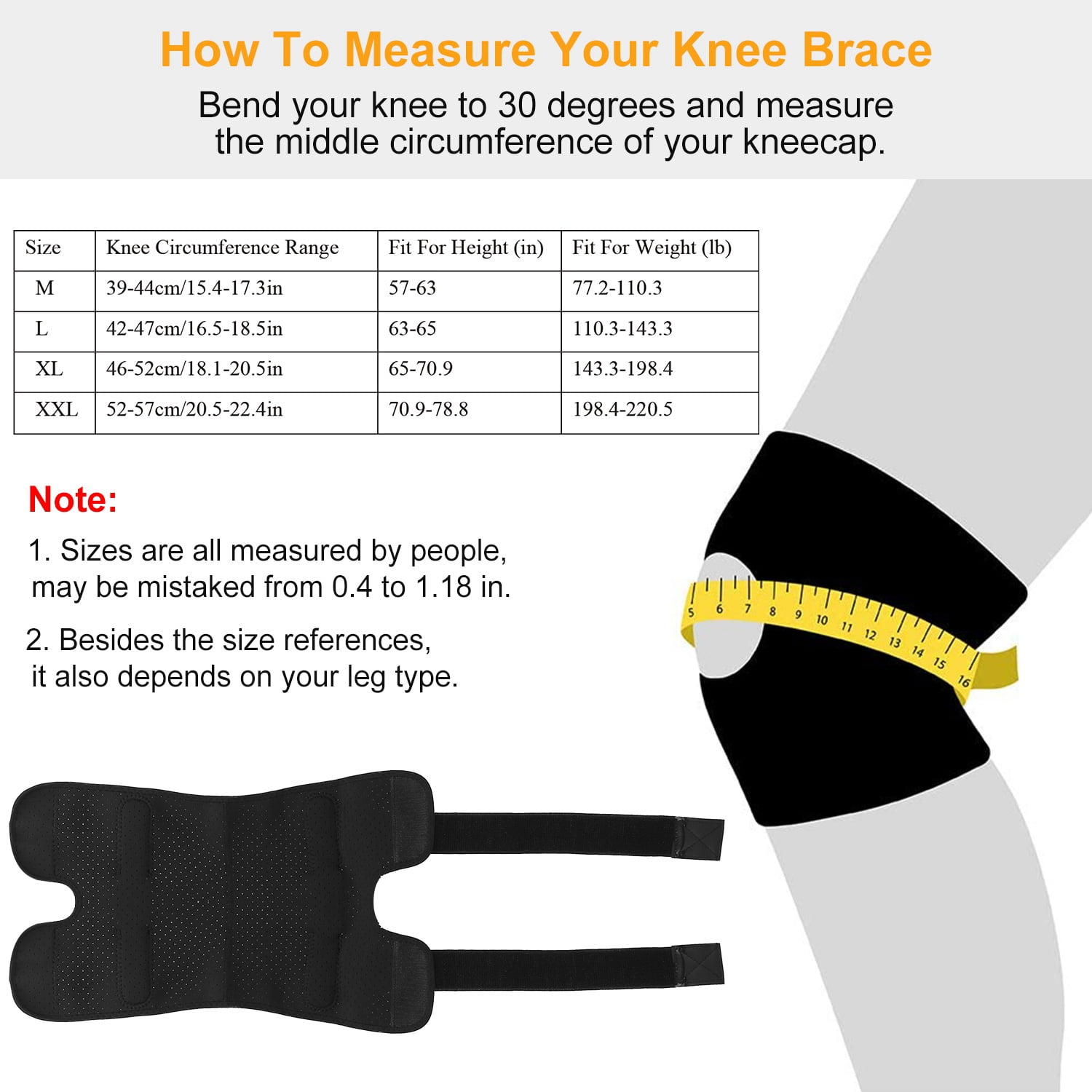 Hinged Knee Brace for Knee Protect Teqhome Knee Support with Side Stabilizers for Men and Women Patella Knee Brace for Running Working Recovery of Injured Knee Black (2XL)