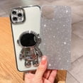 thumbnail image 3 of Compatible for iPhone 11 Pro Max 6.5 Inch Bling Plating Astronaut Hidden Stand Case, Cute 6D Stand Glitter Phone Case for Women Girls Soft TPU Shockproof Back Cover - Silver, 3 of 12