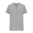thumbnail image 5 of Wiyuqeen Womens Button-up Henley Neck Blouses Dressy Casual Solid Color Short Sleeve Tunics Tops Comfy Loose Fitted Flowy T-shirts Basic Summer Shirts, 5 of 8