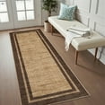 thumbnail image 5 of Garvee 2'x6' Modern Bordered Runner Rug Solid Rugs, Washable Rugs Neutral Minimalist Carpet with Non Slip Backing Soft Thin Low Pile Rugs for Hallway Bedroom Home Decor, Brown, 5 of 8