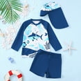 thumbnail image 2 of TOWED22 Toddlers Baby Boys 3-Piece Swimsuit Trunk Rashguard Set and Hat Swimwear Bathing Suit Sunsuit Swim Shirt UPF 50+ Blue,3-6 M, 2 of 6