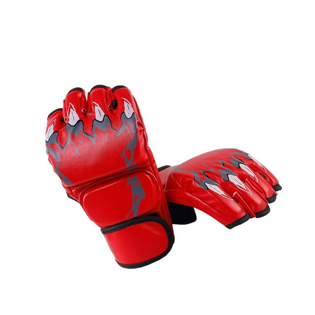 Gants de Boxe Respirants Équipement de Protection Respirant pour Hommes Femmes Sac de Frappe Griffe de Tigre Rouge
